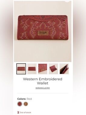 SOLD OUT! Wrangler Red Western-Style Embroidered Wallet